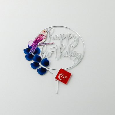 Új színes madár Boldog születésnapi tortafeltétek Arany Rózsa Arany Születésnapi Cupcake Feltétek baba születésnapi tortadíszekhez