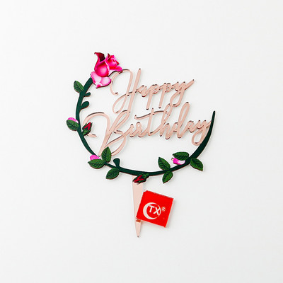 Új színes madár Boldog születésnapi tortafeltétek Arany Rózsa Arany Születésnapi Cupcake Feltétek baba születésnapi tortadíszekhez