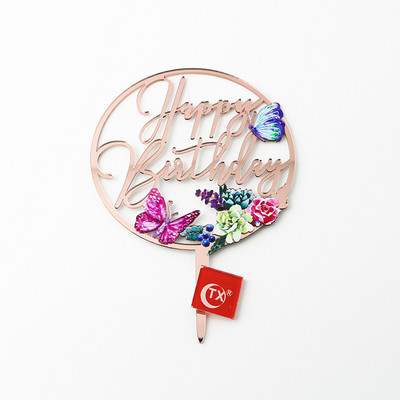 Új színes madár Boldog születésnapi tortafeltétek Arany Rózsa Arany Születésnapi Cupcake Feltétek baba születésnapi tortadíszekhez