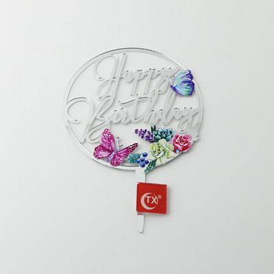 Új színes madár Boldog születésnapi tortafeltétek Arany Rózsa Arany Születésnapi Cupcake Feltétek baba születésnapi tortadíszekhez