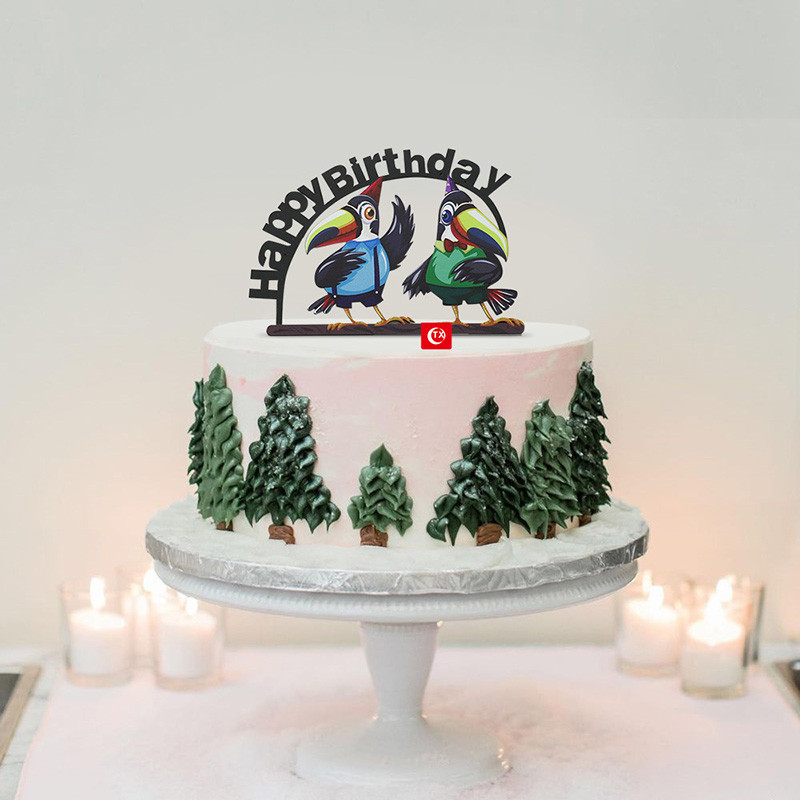 Új színes madár Boldog születésnapi tortafeltétek Arany Rózsa Arany Születésnapi Cupcake Feltétek baba születésnapi tortadíszekhez