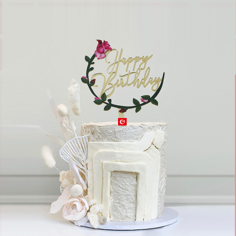 Új színes madár Boldog születésnapi tortafeltétek Arany Rózsa Arany Születésnapi Cupcake Feltétek baba születésnapi tortadíszekhez