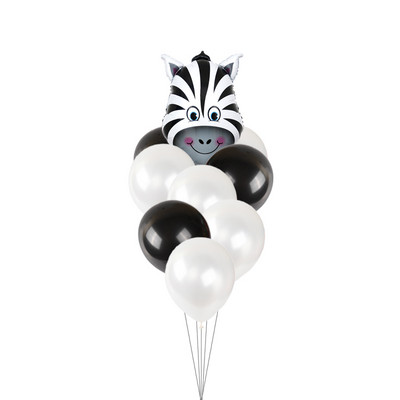 9 vnt/stal. Džiunglių gyvūnas Tigras Liūtas Karvė Zebra Beždžionė Žirafa Helis Balionai Zoologijos sodo tema Gimtadienio dekoravimas Balionai Vaikų žaislas