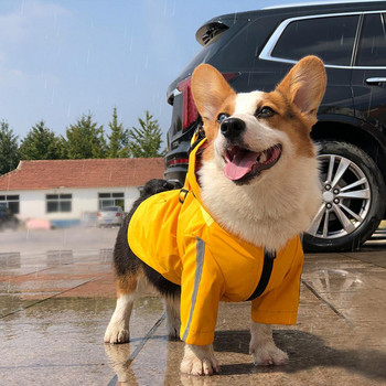 Практичен дъждобран за домашни любимци, изкуствена кожа, затваряне с цип, универсален дъждобран за кученца, качулки, дрехи за домашни любимци, кучешки дъждобран, водоустойчив