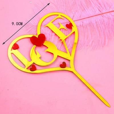 Topperuri pentru tort New Love acrilice pentru Ziua Îndrăgostiților Rotund auriu Love You Coke Toppers pentru tort, pentru petrecerea de aniversare, pentru decorarea torturilor
