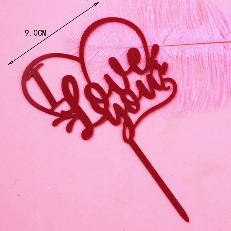 Topperuri pentru tort New Love acrilice pentru Ziua Îndrăgostiților Rotund auriu Love You Coke Toppers pentru tort, pentru petrecerea de aniversare, pentru decorarea torturilor
