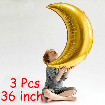 Baloane din folie cu heliu, stea lunii, nuntă, petrecere de naștere, globuri pentru adulți, alb, auriu, DIY, pentru baby shower, jucării pentru copii, decorațiuni pentru anul nou