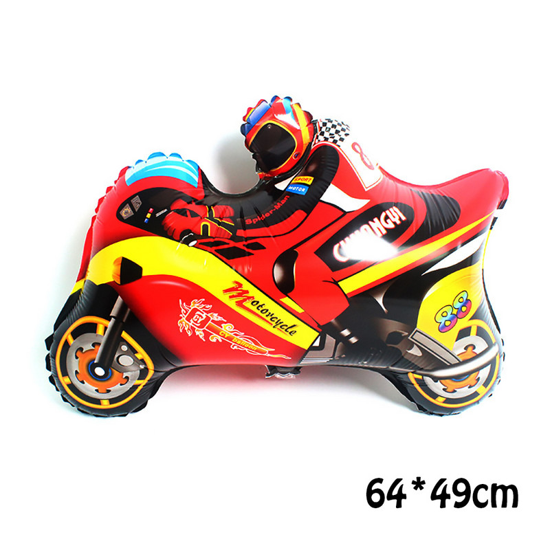 Multifilmi võidusõiduautode sünnipäevatarbed Võidusõidu mootorratta õhupalliga kiiver õhupalliga motokrossi võidusõidupeo mustrirattapeo kaunistusmänguasi
