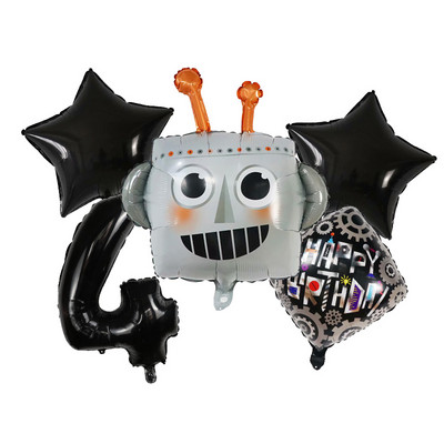 Juodasis animacinis filmas Pioneer Roboto galvos folija helio balionų rinkinys 30 colių oro gaubtai Vaikų gimtadienio dekoracijos Vaikų žaislai