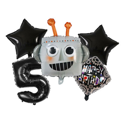 Juodasis animacinis filmas Pioneer Roboto galvos folija helio balionų rinkinys 30 colių oro gaubtai Vaikų gimtadienio dekoracijos Vaikų žaislai