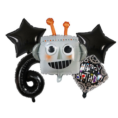 Juodasis animacinis filmas Pioneer Roboto galvos folija helio balionų rinkinys 30 colių oro gaubtai Vaikų gimtadienio dekoracijos Vaikų žaislai
