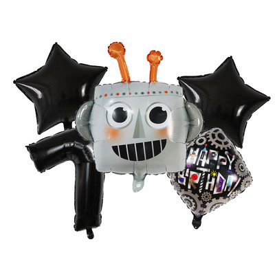 Juodasis animacinis filmas Pioneer Roboto galvos folija helio balionų rinkinys 30 colių oro gaubtai Vaikų gimtadienio dekoracijos Vaikų žaislai