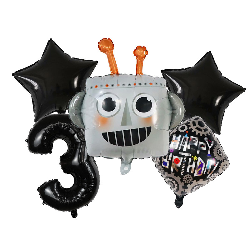 Juodasis animacinis filmas Pioneer Roboto galvos folija helio balionų rinkinys 30 colių oro gaubtai Vaikų gimtadienio dekoracijos Vaikų žaislai