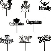 Ballagási akril tortafedő fekete árokásósapka I Did It Bake Cupcake Topper az érettségi ünneplésére.