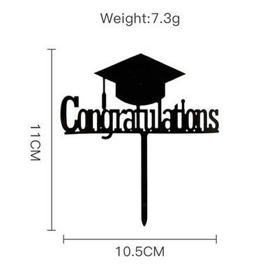 Ballagási akril tortafedő fekete árokásósapka I Did It Bake Cupcake Topper az érettségi ünneplésére.