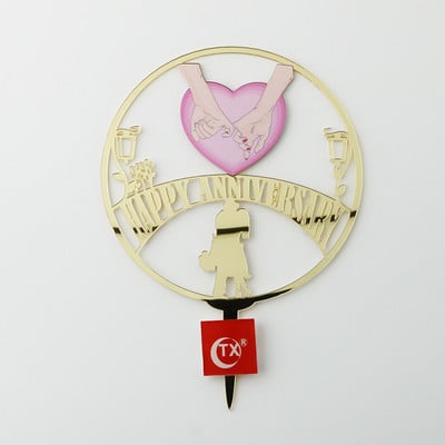 Menyasszony és vőlegény esküvői évfordulós tortadíszítő akril színű jubileumi tortafeltétje esküvői évfordulóra