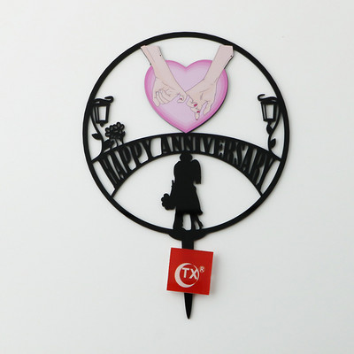 Menyasszony és vőlegény esküvői évfordulós tortadíszítő akril színű jubileumi tortafeltétje esküvői évfordulóra