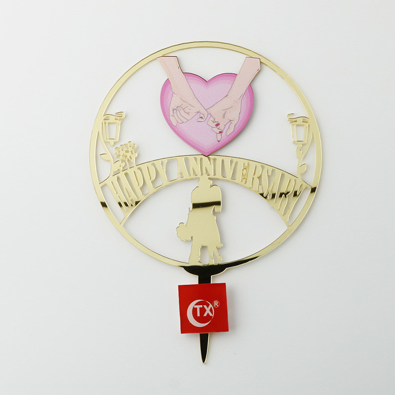 Menyasszony és vőlegény esküvői évfordulós tortadíszítő akril színű jubileumi tortafeltétje esküvői évfordulóra