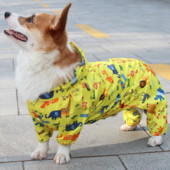 Pelernă de ploaie imprimată cu desene animate pentru câine mic Corgi buldog francez Pelernă de ploaie pentru câini drăguț cu toate cele patru picioare acoperite Poncho pentru animale de companie Pelernă de ploaie pentru animale de companie