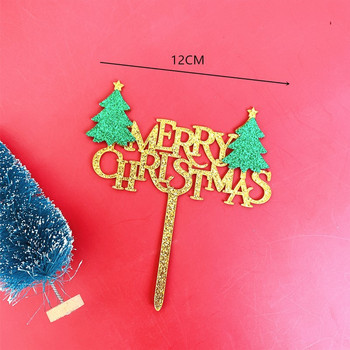 2022 New Merry Christmas Cake Topper Glitter Let it Snow Акрилен Cake Topper for Xmas Party Cake Decorations Christmas Decor