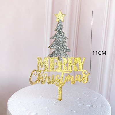 2022 Noul Topper pentru tort de Crăciun Fericit cu sclipici Let it Snow Topper acrilic pentru tort pentru decorațiuni pentru petreceri de Crăciun Decor de Crăciun