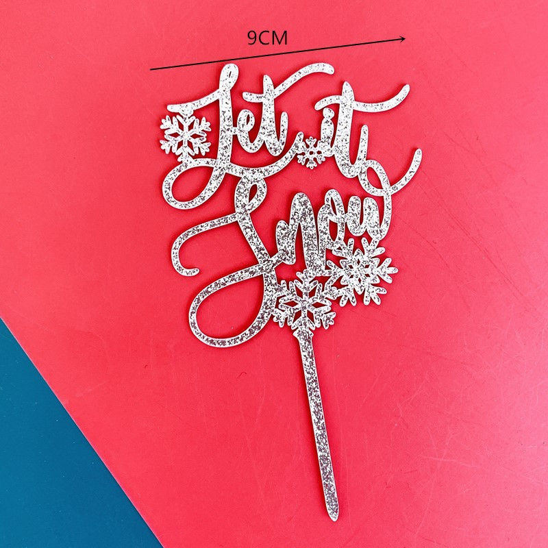 2022 Noul Topper pentru tort de Crăciun Fericit cu sclipici Let it Snow Topper acrilic pentru tort pentru decorațiuni pentru petreceri de Crăciun Decor de Crăciun
