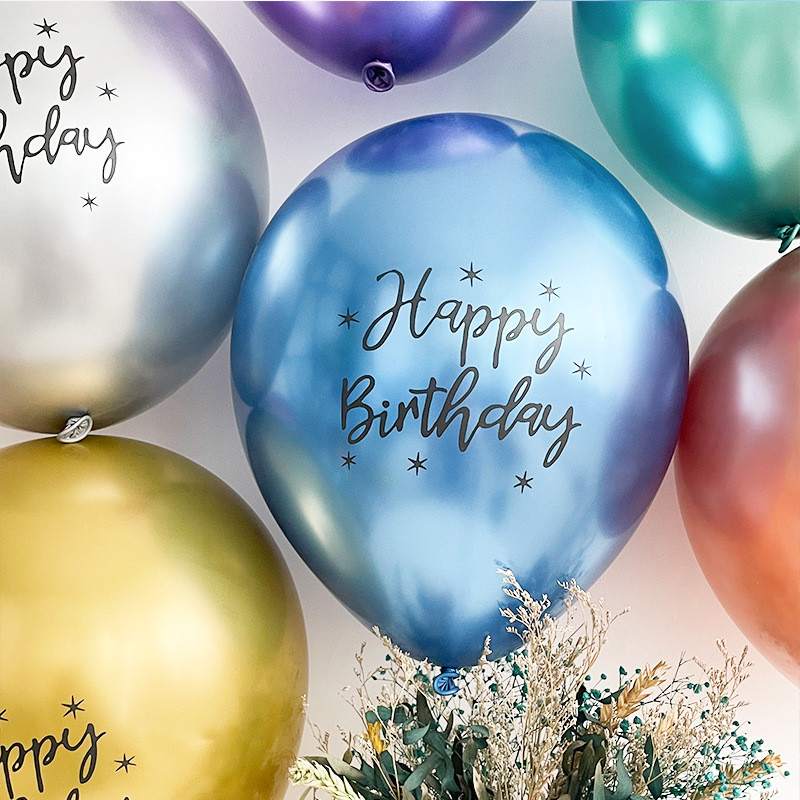 10db 12 hüvelykes Boldog születésnapot léggömb fémes mintás léggömbök születésnapi partihoz babazuhany dekoráció konfetti latex léggömb