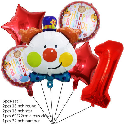 Sarkanā cirka dzimšanas dienas telts balonu komplekts 32 collu folijas numuru baloni Dzīvnieku tematiskā ballīte Bērnu dzimšanas dienas ballītes rotājumi bērniem