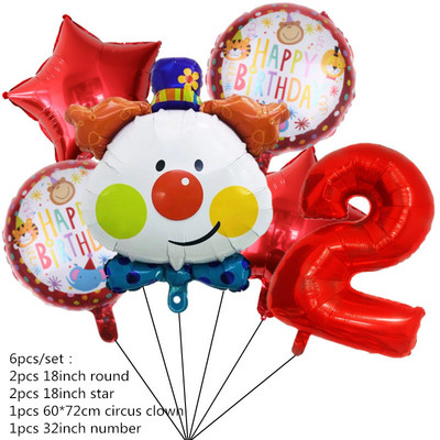 Sarkanā cirka dzimšanas dienas telts balonu komplekts 32 collu folijas numuru baloni Dzīvnieku tematiskā ballīte Bērnu dzimšanas dienas ballītes rotājumi bērniem