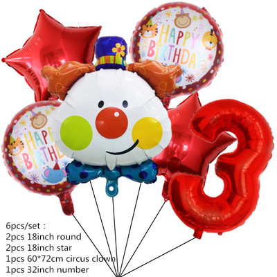 Sarkanā cirka dzimšanas dienas telts balonu komplekts 32 collu folijas numuru baloni Dzīvnieku tematiskā ballīte Bērnu dzimšanas dienas ballītes rotājumi bērniem