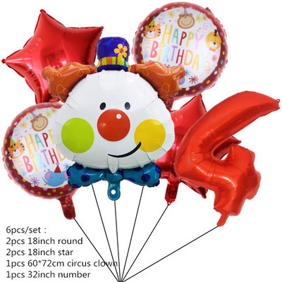 Sarkanā cirka dzimšanas dienas telts balonu komplekts 32 collu folijas numuru baloni Dzīvnieku tematiskā ballīte Bērnu dzimšanas dienas ballītes rotājumi bērniem