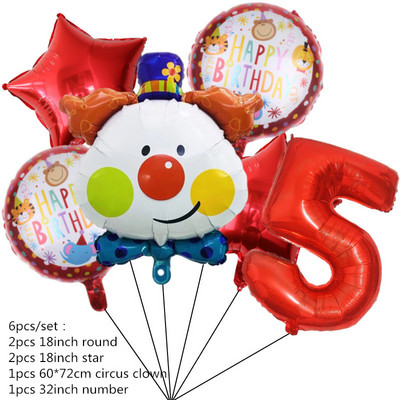 Sarkanā cirka dzimšanas dienas telts balonu komplekts 32 collu folijas numuru baloni Dzīvnieku tematiskā ballīte Bērnu dzimšanas dienas ballītes rotājumi bērniem