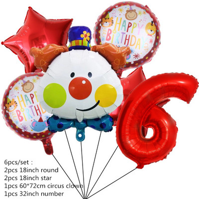 Sarkanā cirka dzimšanas dienas telts balonu komplekts 32 collu folijas numuru baloni Dzīvnieku tematiskā ballīte Bērnu dzimšanas dienas ballītes rotājumi bērniem