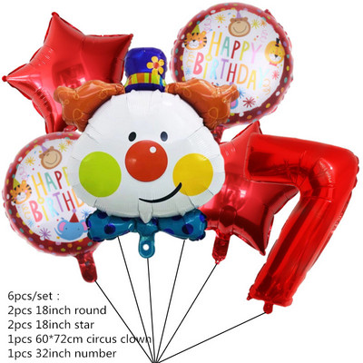 Sarkanā cirka dzimšanas dienas telts balonu komplekts 32 collu folijas numuru baloni Dzīvnieku tematiskā ballīte Bērnu dzimšanas dienas ballītes rotājumi bērniem