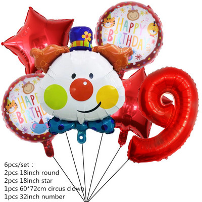 Sarkanā cirka dzimšanas dienas telts balonu komplekts 32 collu folijas numuru baloni Dzīvnieku tematiskā ballīte Bērnu dzimšanas dienas ballītes rotājumi bērniem