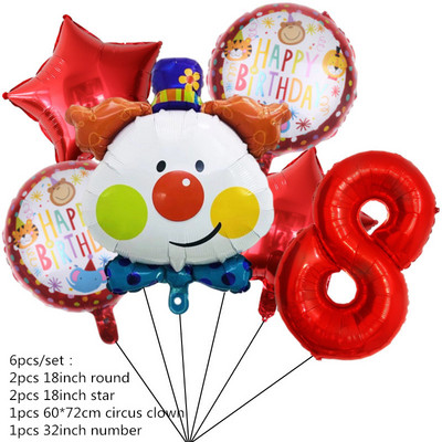 Sarkanā cirka dzimšanas dienas telts balonu komplekts 32 collu folijas numuru baloni Dzīvnieku tematiskā ballīte Bērnu dzimšanas dienas ballītes rotājumi bērniem