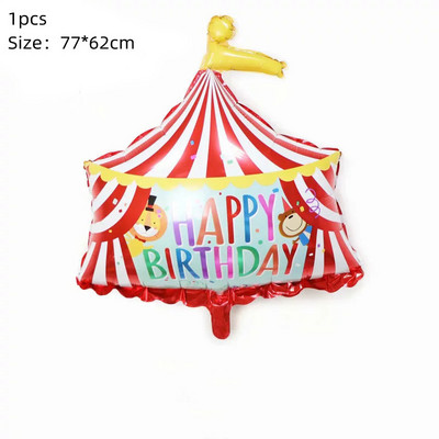 Sarkanā cirka dzimšanas dienas telts balonu komplekts 32 collu folijas numuru baloni Dzīvnieku tematiskā ballīte Bērnu dzimšanas dienas ballītes rotājumi bērniem