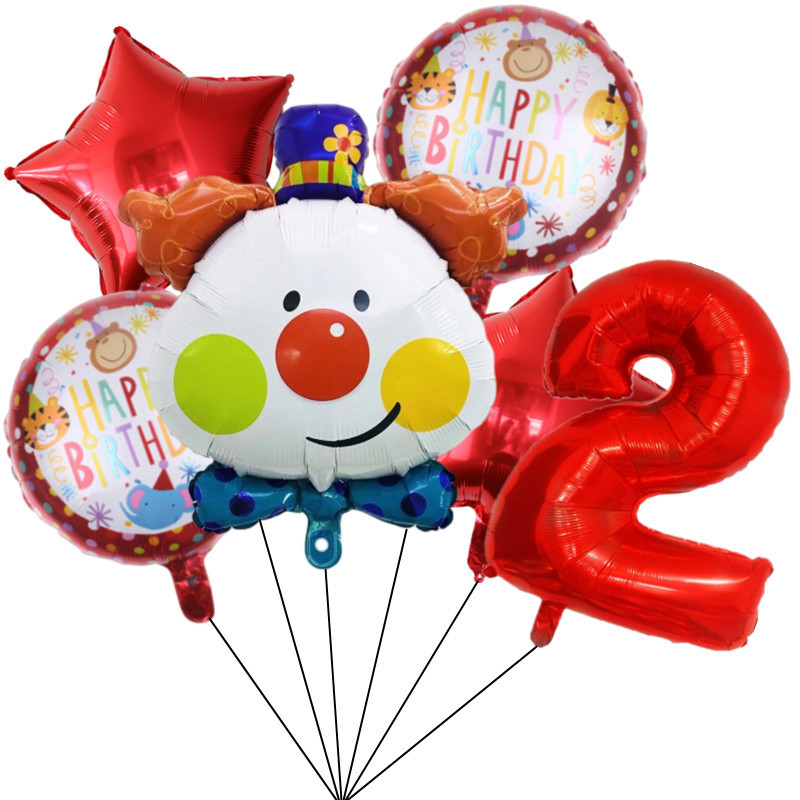 Sarkanā cirka dzimšanas dienas telts balonu komplekts 32 collu folijas numuru baloni Dzīvnieku tematiskā ballīte Bērnu dzimšanas dienas ballītes rotājumi bērniem