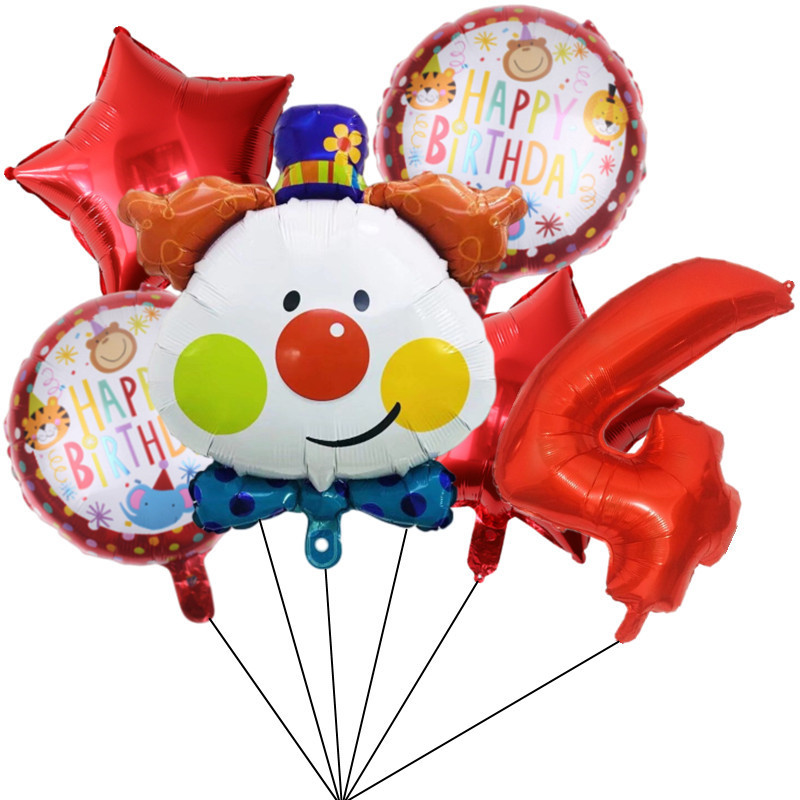 Sarkanā cirka dzimšanas dienas telts balonu komplekts 32 collu folijas numuru baloni Dzīvnieku tematiskā ballīte Bērnu dzimšanas dienas ballītes rotājumi bērniem