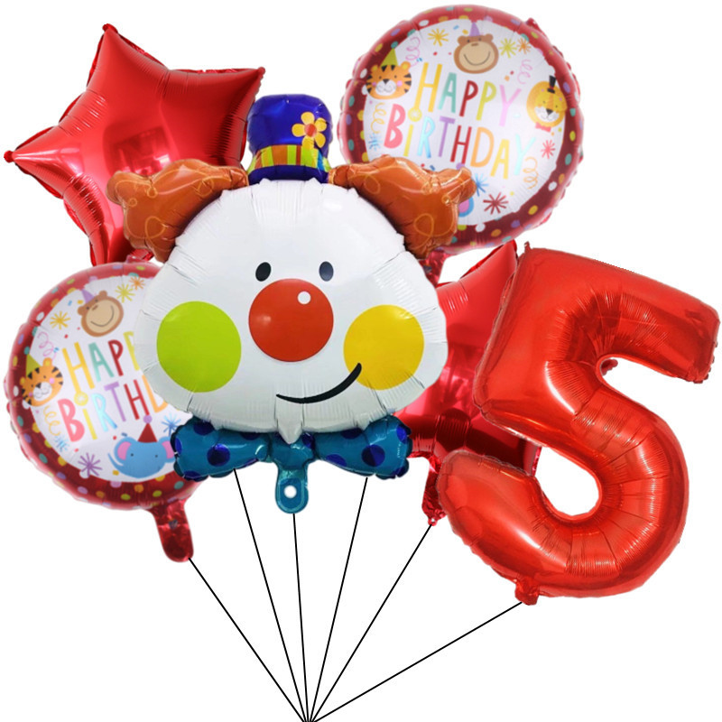 Sarkanā cirka dzimšanas dienas telts balonu komplekts 32 collu folijas numuru baloni Dzīvnieku tematiskā ballīte Bērnu dzimšanas dienas ballītes rotājumi bērniem