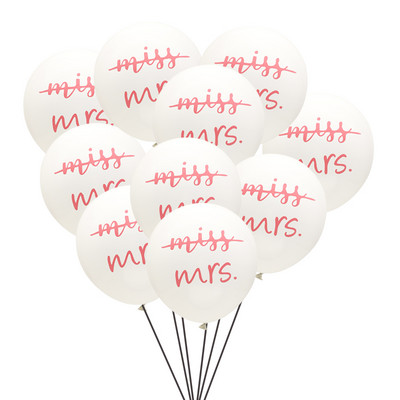 10 gab. Miss To Mrs Lateksa konfeti balons Vecmeitu ballītei līgavas saderināšanās līgavas duša Vistu nakts kāzu dekorēšanas piederumi