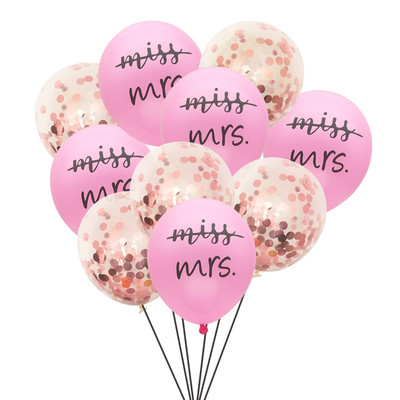10 gab. Miss To Mrs Lateksa konfeti balons Vecmeitu ballītei līgavas saderināšanās līgavas duša Vistu nakts kāzu dekorēšanas piederumi