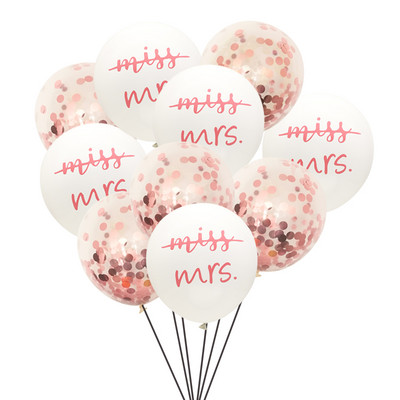 10 gab. Miss To Mrs Lateksa konfeti balons Vecmeitu ballītei līgavas saderināšanās līgavas duša Vistu nakts kāzu dekorēšanas piederumi