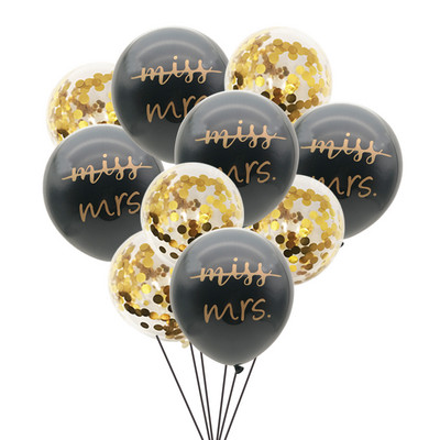 10 gab. Miss To Mrs Lateksa konfeti balons Vecmeitu ballītei līgavas saderināšanās līgavas duša Vistu nakts kāzu dekorēšanas piederumi