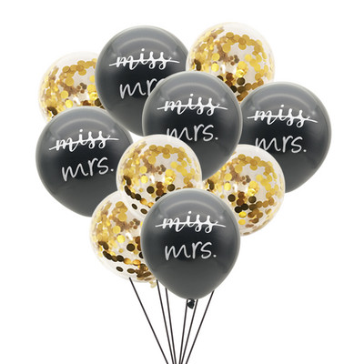 10 gab. Miss To Mrs Lateksa konfeti balons Vecmeitu ballītei līgavas saderināšanās līgavas duša Vistu nakts kāzu dekorēšanas piederumi