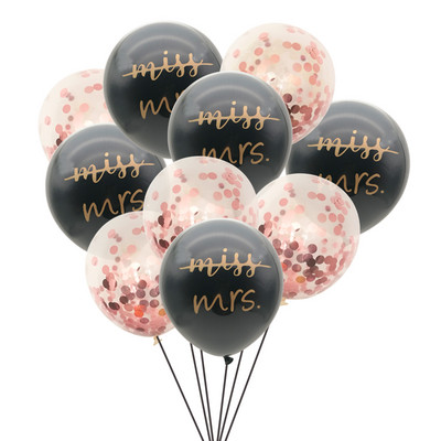 10 gab. Miss To Mrs Lateksa konfeti balons Vecmeitu ballītei līgavas saderināšanās līgavas duša Vistu nakts kāzu dekorēšanas piederumi