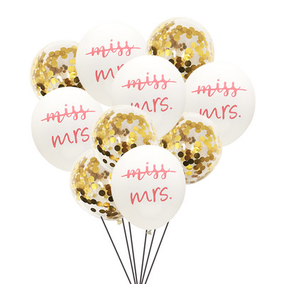 10 gab. Miss To Mrs Lateksa konfeti balons Vecmeitu ballītei līgavas saderināšanās līgavas duša Vistu nakts kāzu dekorēšanas piederumi