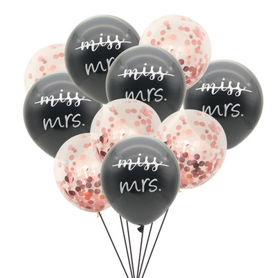 10 gab. Miss To Mrs Lateksa konfeti balons Vecmeitu ballītei līgavas saderināšanās līgavas duša Vistu nakts kāzu dekorēšanas piederumi