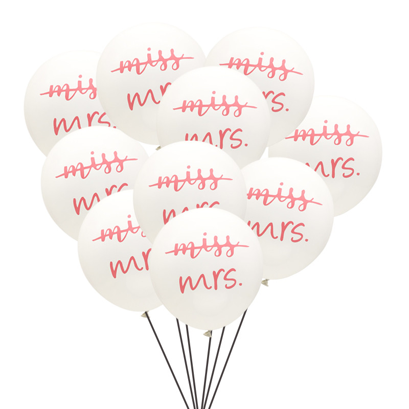 10 gab. Miss To Mrs Lateksa konfeti balons Vecmeitu ballītei līgavas saderināšanās līgavas duša Vistu nakts kāzu dekorēšanas piederumi