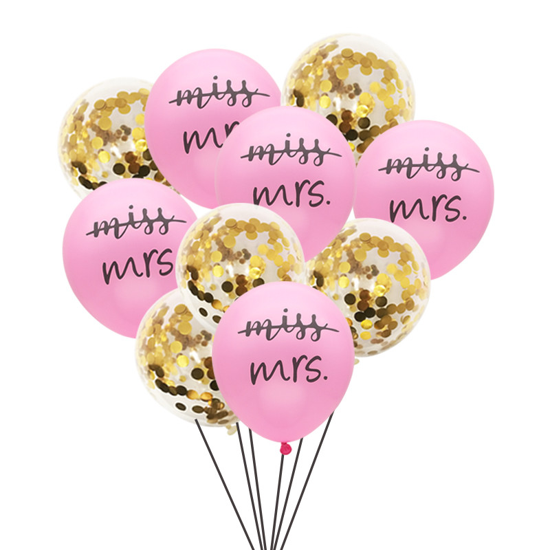 10 gab. Miss To Mrs Lateksa konfeti balons Vecmeitu ballītei līgavas saderināšanās līgavas duša Vistu nakts kāzu dekorēšanas piederumi